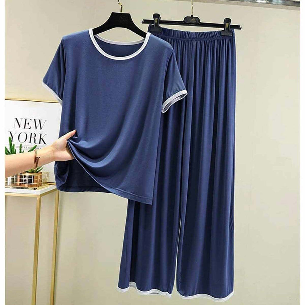 Contrast Tape-Style 2-Pcs Lounge And Night Wear Suit. WLW-07