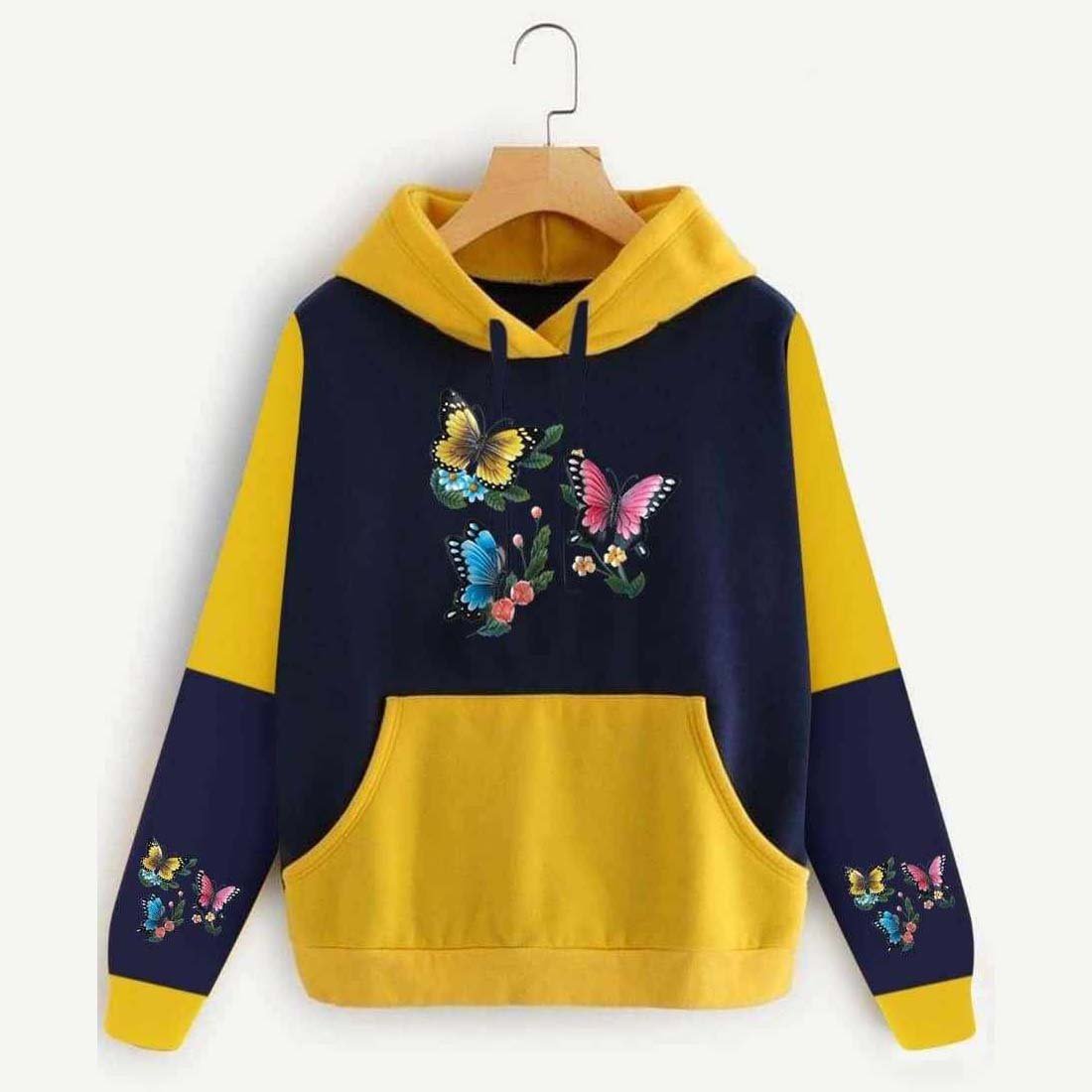 2-Tone Style Printed Winter Hoodie For Her. Secondary image