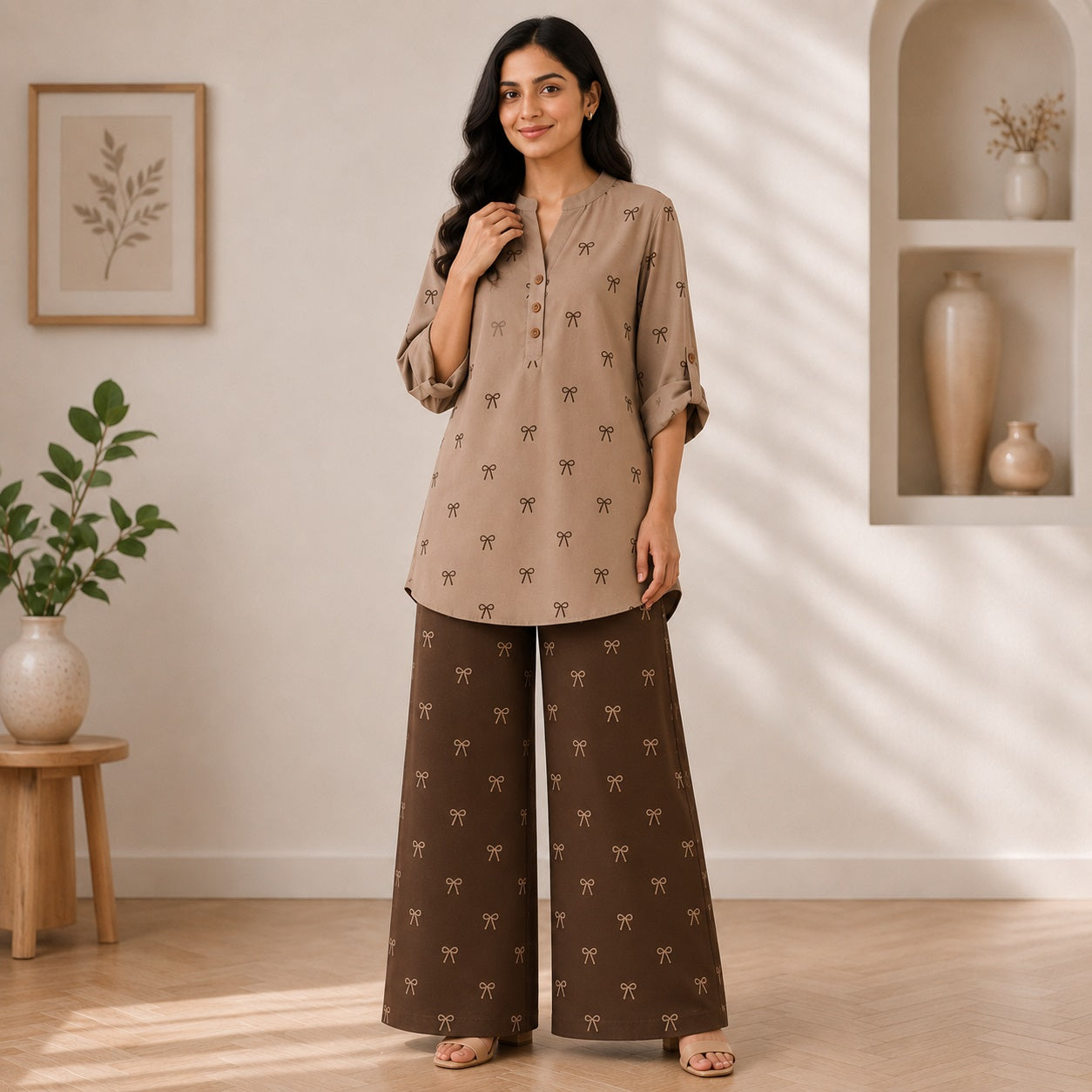 Binara Printed Western Shirt Style Stitched Co-Ord Set!. PCS# 33 Dress Code