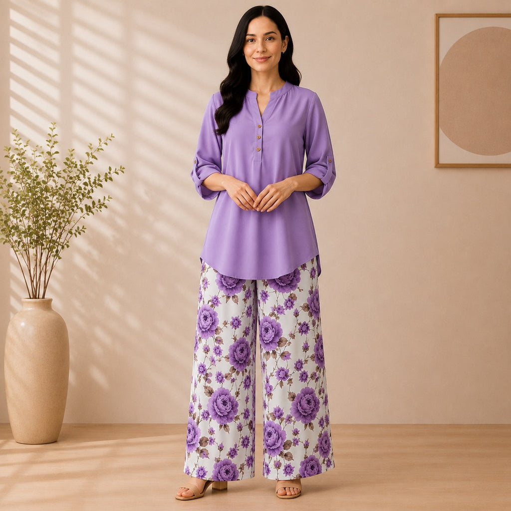 Binara Printed Western Shirt Style Stitched Co-Ord Set!. PCS# 47 Dress Code