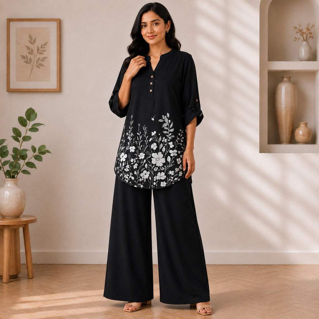 Binara Printed Western Shirt Style Stitched Co-Ord Set!. PCS# 37 Dress Code