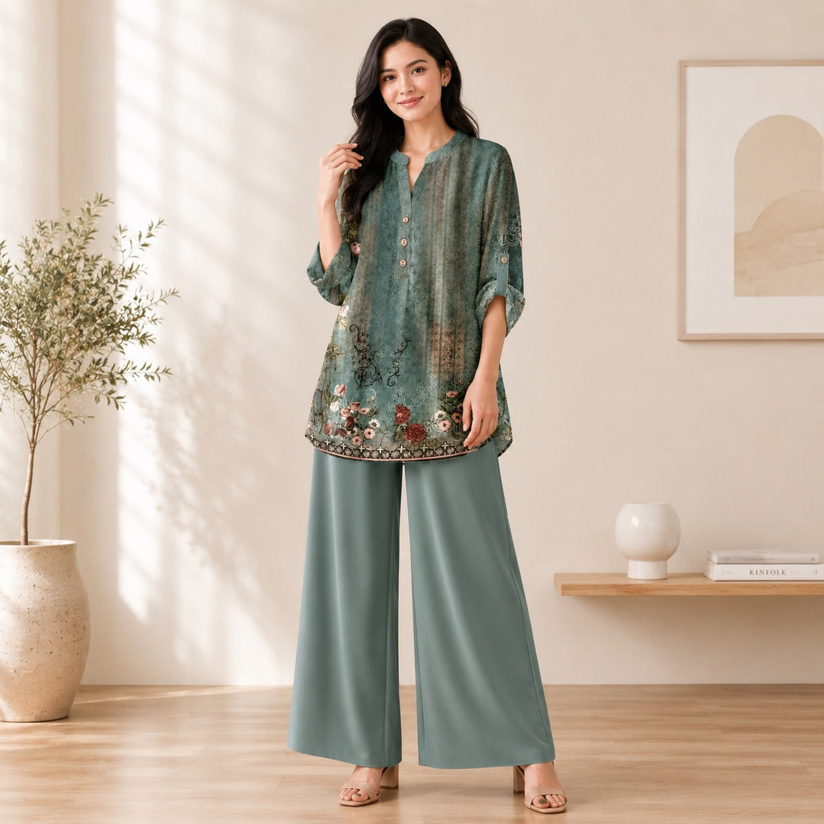 Binara Printed Western Shirt Style Stitched Co-Ord Set!. PCS# 10 Dress Code Main image