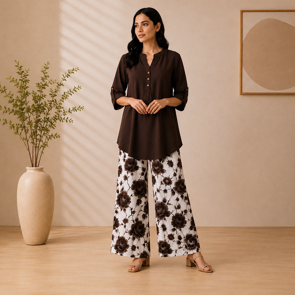 Binara Printed Western Shirt Style Stitched Co-Ord Set!. PCS# 50 Dress Code