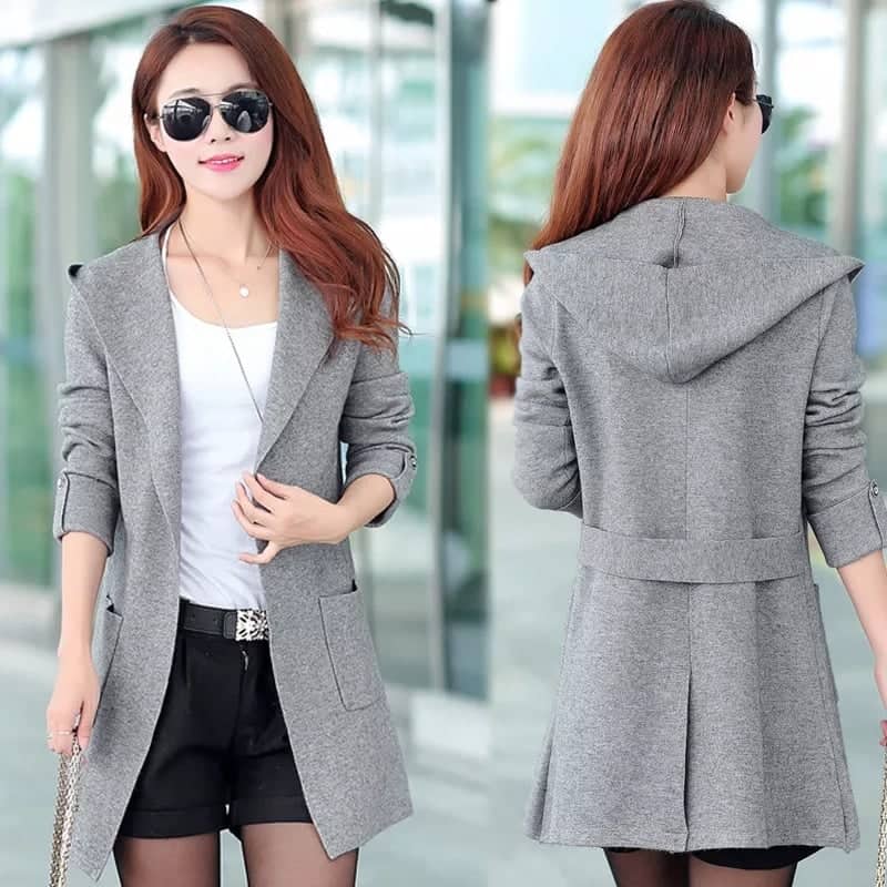 Hooded Style Casual Double Pocket Upper. Main image