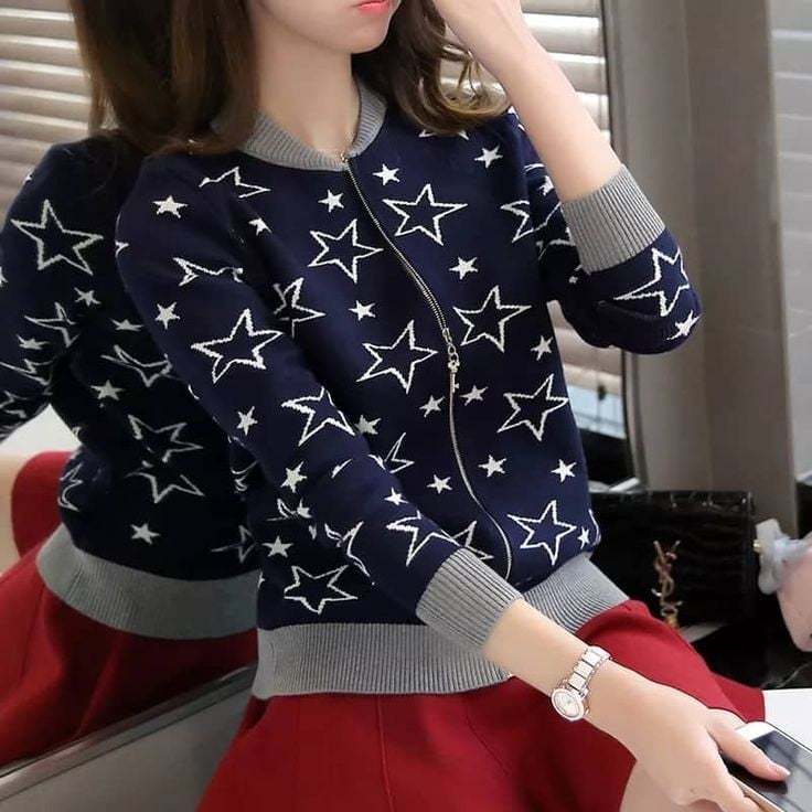Premium Quality Star Printed Winter Zipper Jacket. Secondary image