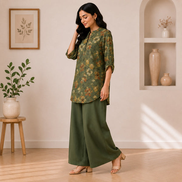 Binara Printed Western Shirt Style Stitched Co-Ord Set!. PCS# 35 Dress Code