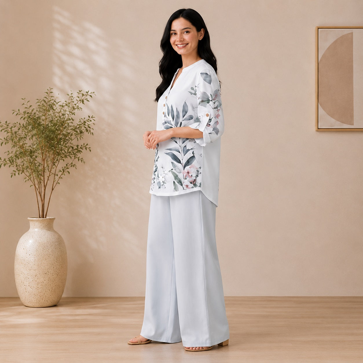 Binara Printed Western Shirt Style Stitched Co-Ord Set!. PCS# 16 Dress Code