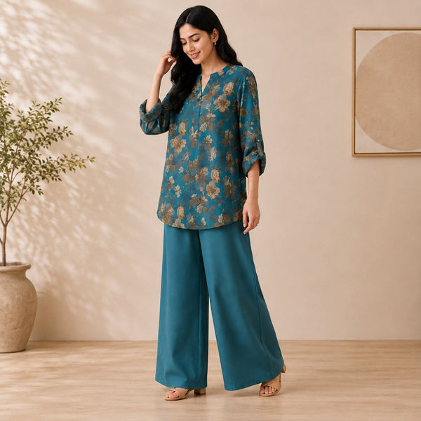 Binara Printed Western Shirt Style Stitched Co-Ord Set!. PCS# 25 Dress Code