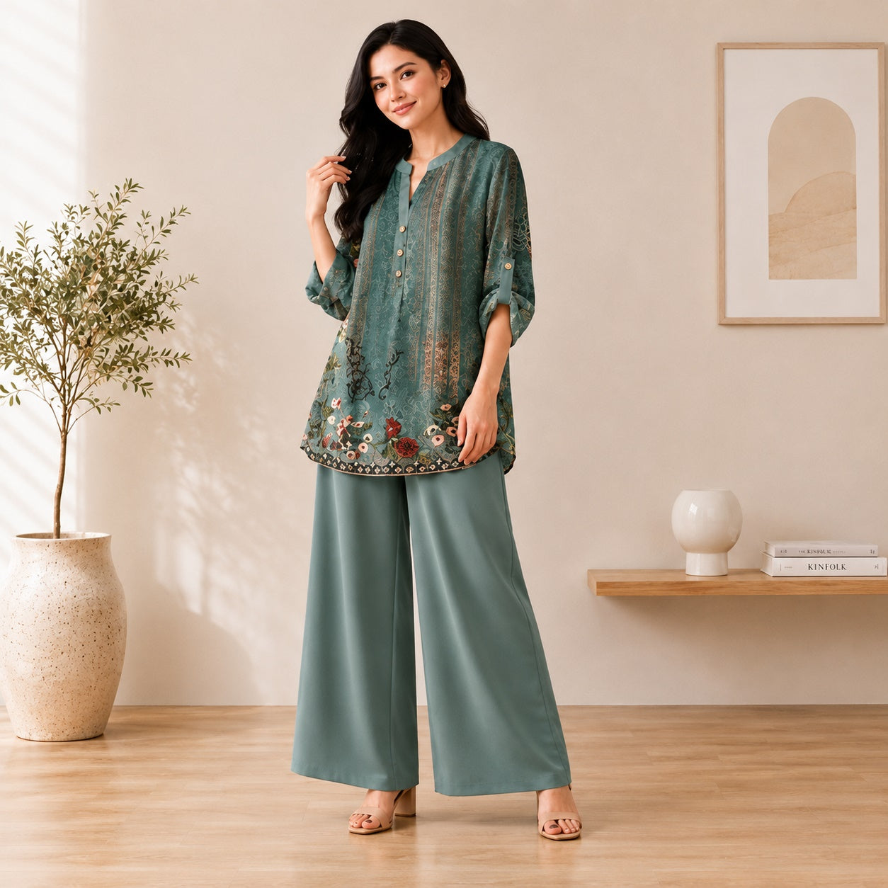 Binara Printed Western Shirt Style Stitched Co-Ord Set!. PCS# 10 Dress Code