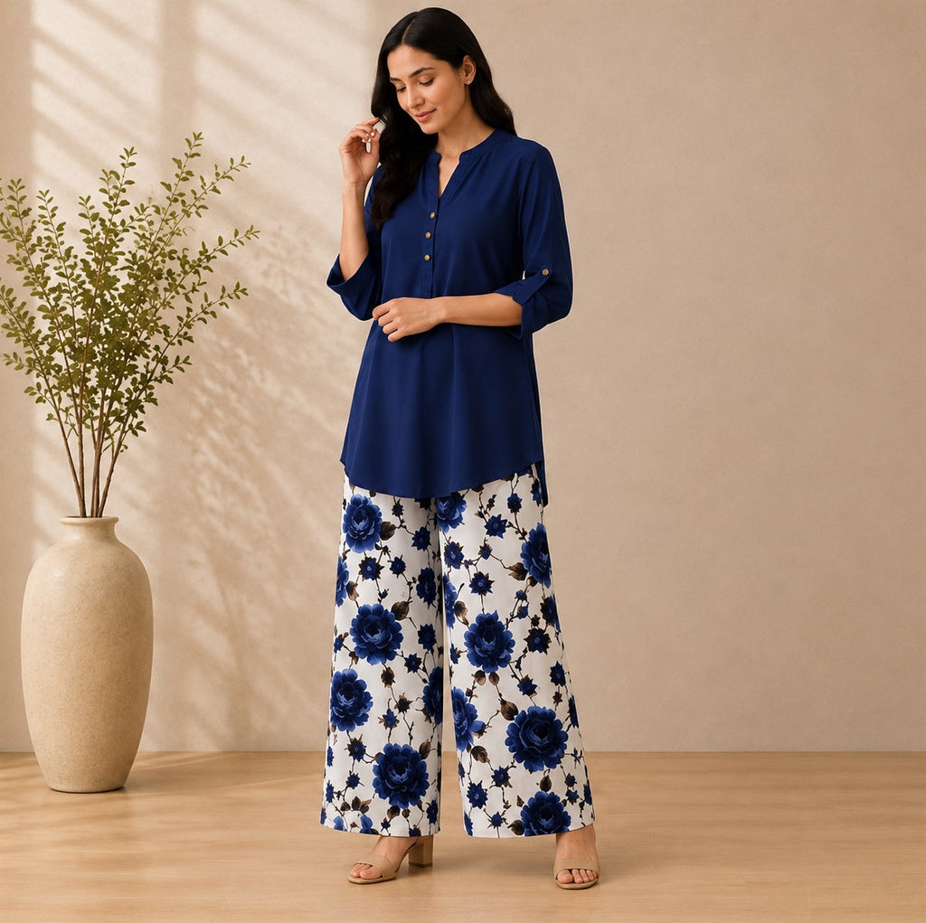 Binara Printed Western Shirt Style Stitched Co-Ord Set!. PCS# 49 Dress Code