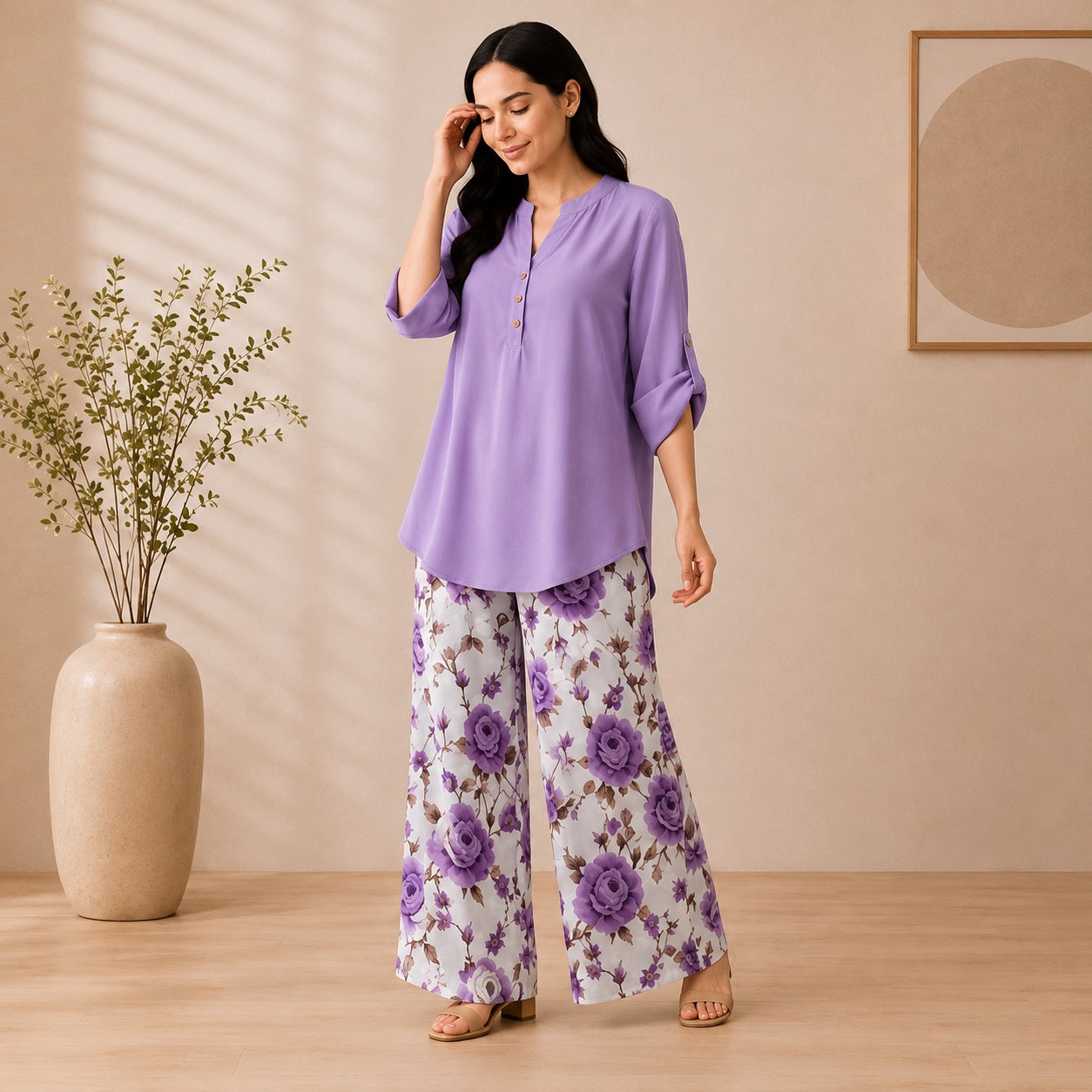 Binara Printed Western Shirt Style Stitched Co-Ord Set!. PCS# 47 Dress Code