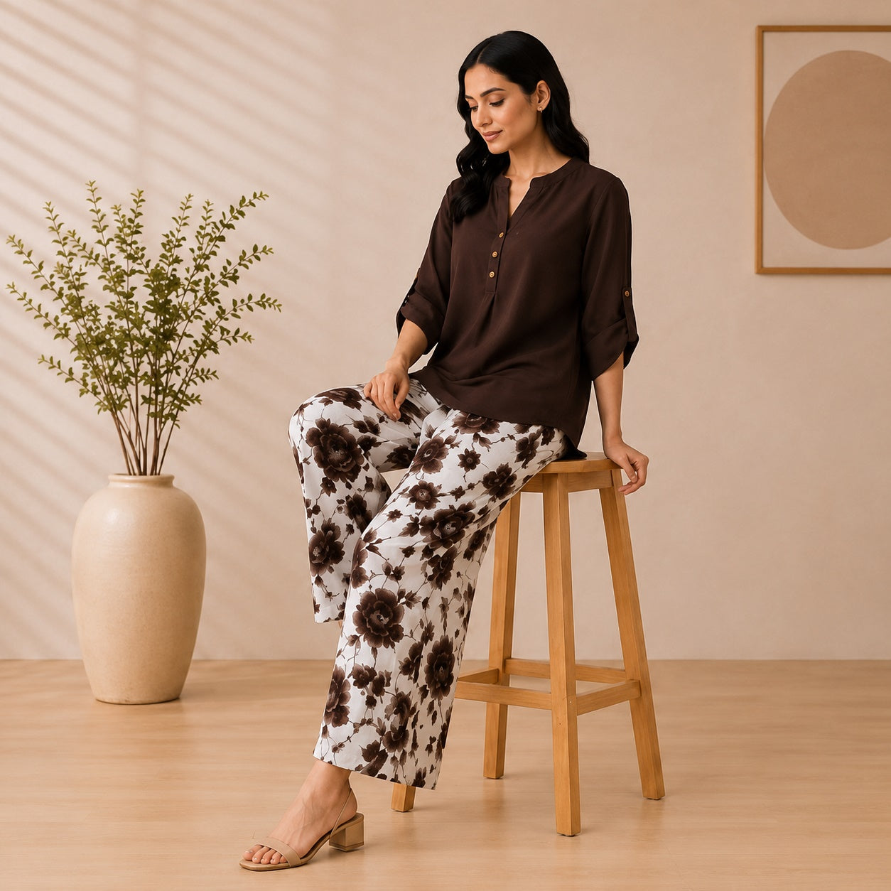 Binara Printed Western Shirt Style Stitched Co-Ord Set!. PCS# 50 Dress Code