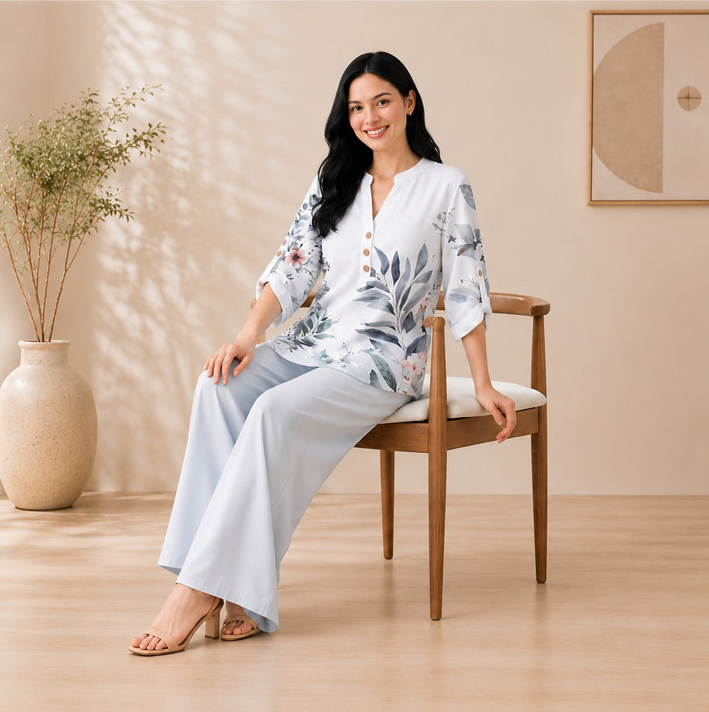 Binara Printed Western Shirt Style Stitched Co-Ord Set!. PCS# 16 Dress Code