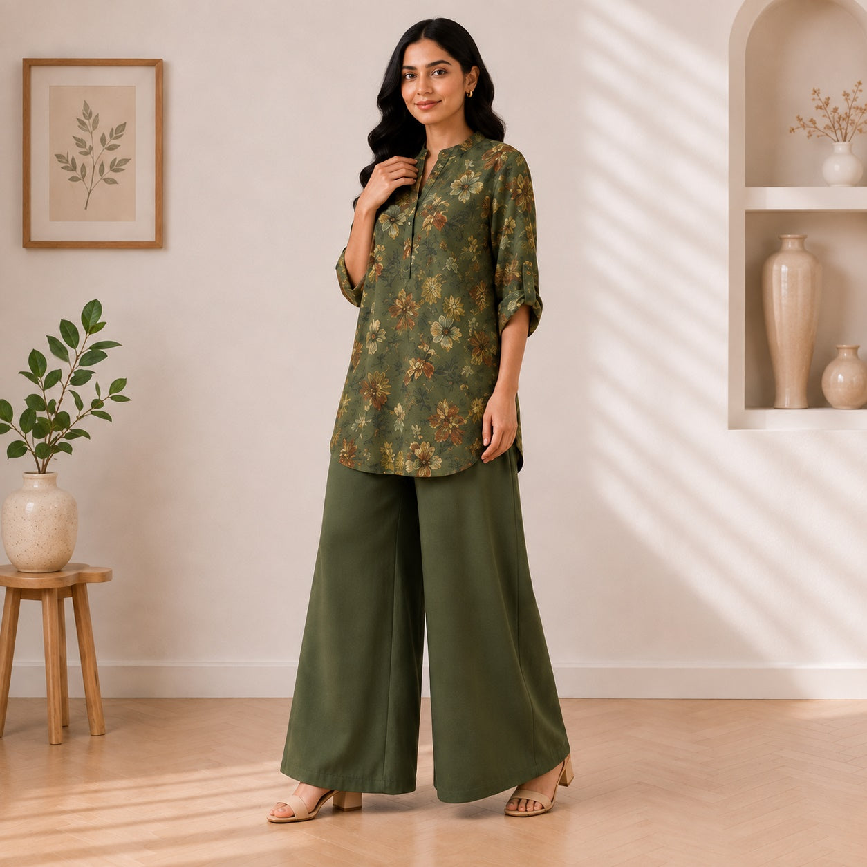 Binara Printed Western Shirt Style Stitched Co-Ord Set!. PCS# 35 Dress Code