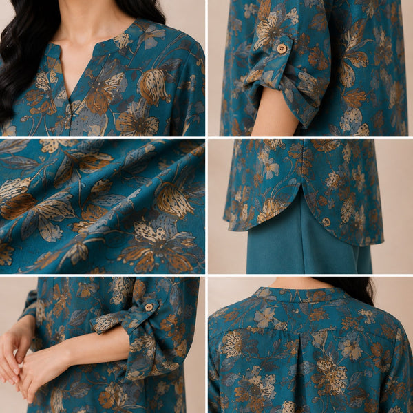 Binara Printed Western Shirt Style Stitched Co-Ord Set! PCS# 25 Dress Code