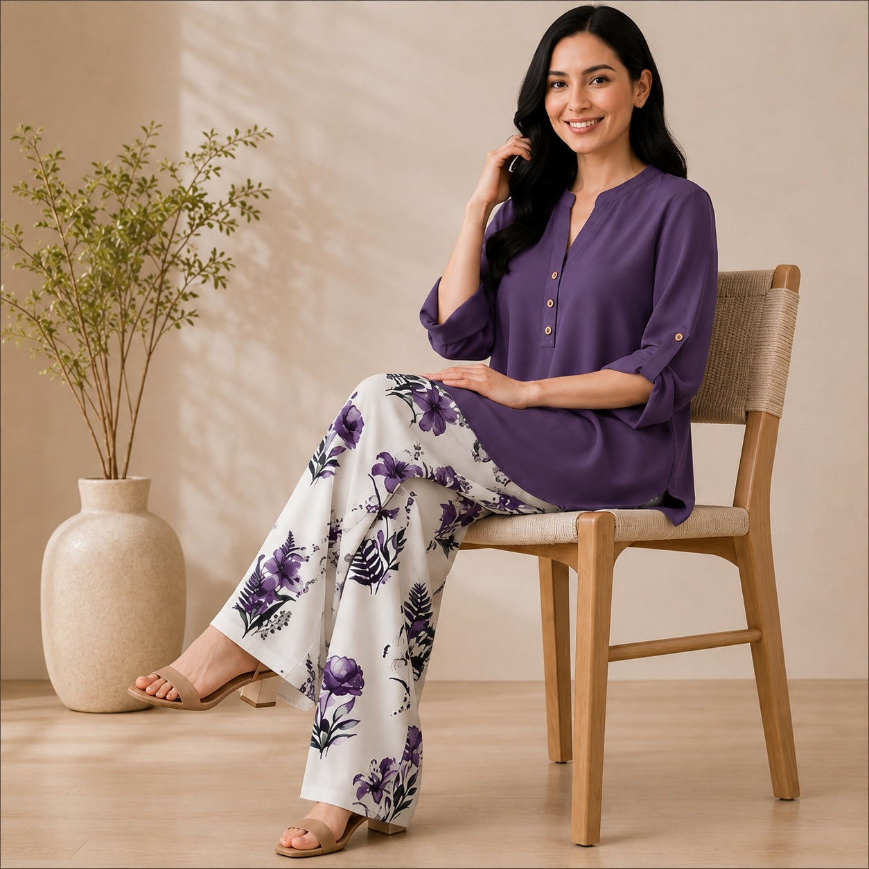 Binara Printed Western Shirt Style Stitched Co-Ord Set!. PCS# 43 Dress Code