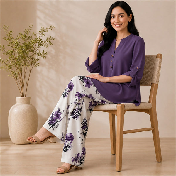 Binara Printed Western Shirt Style Stitched Co-Ord Set!. PCS# 43 Dress Code