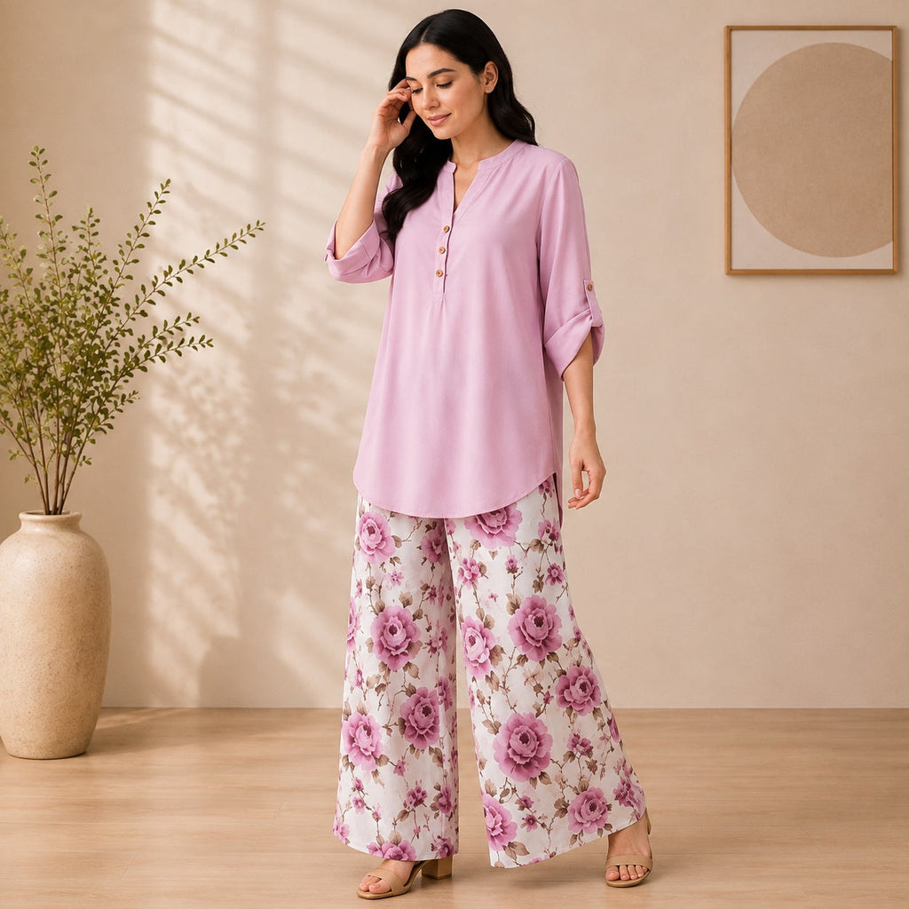 Binara Printed Western Shirt Style Stitched Co-Ord Set!. PCS# 48 Dress Code
