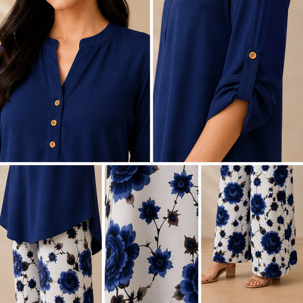 Binara Printed Western Shirt Style Stitched Co-Ord Set!. PCS# 49 Dress Code