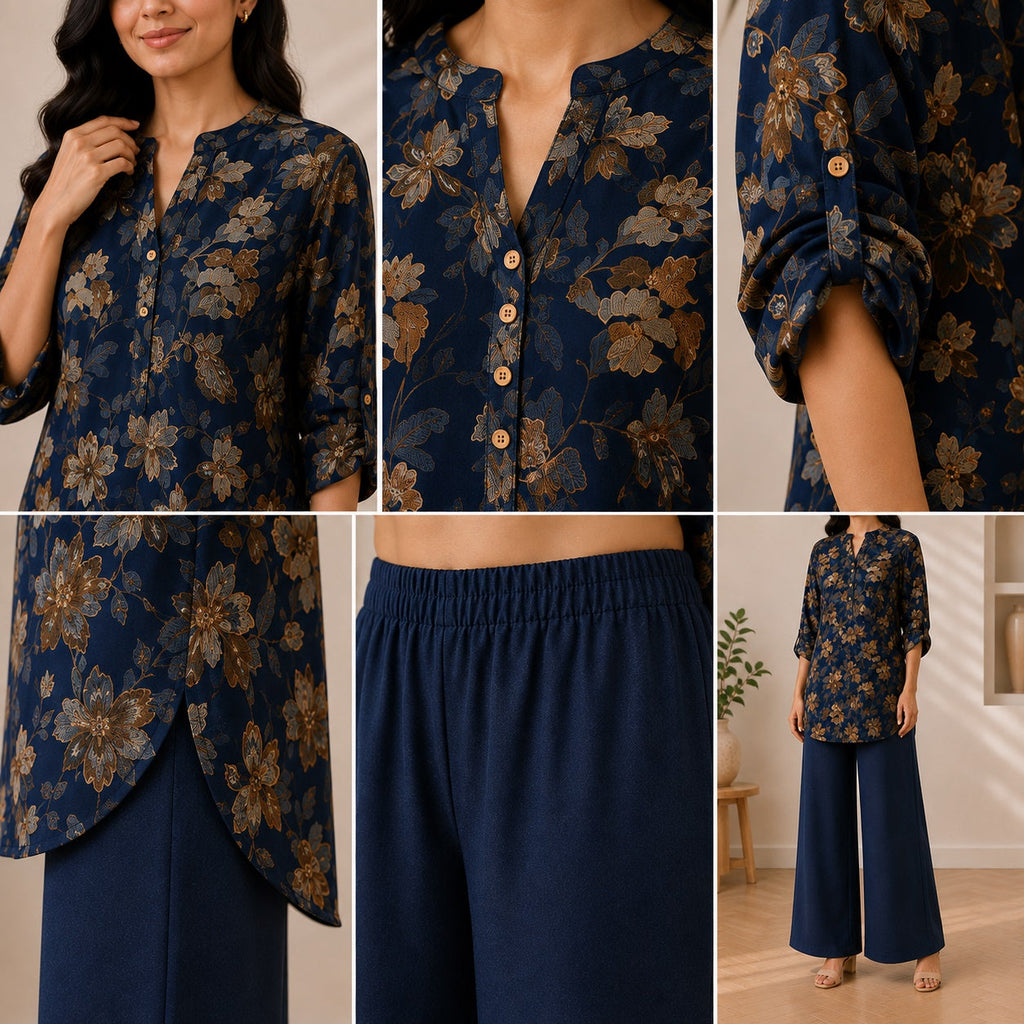 Binara Printed Western Shirt Style Stitched Co-Ord Set!. PCS# 40 Dress Code
