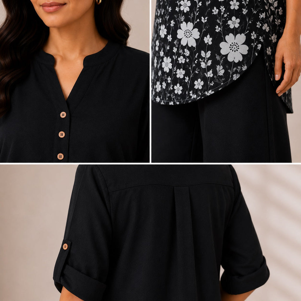 Binara Printed Western Shirt Style Stitched Co-Ord Set!. PCS# 37 Dress Code