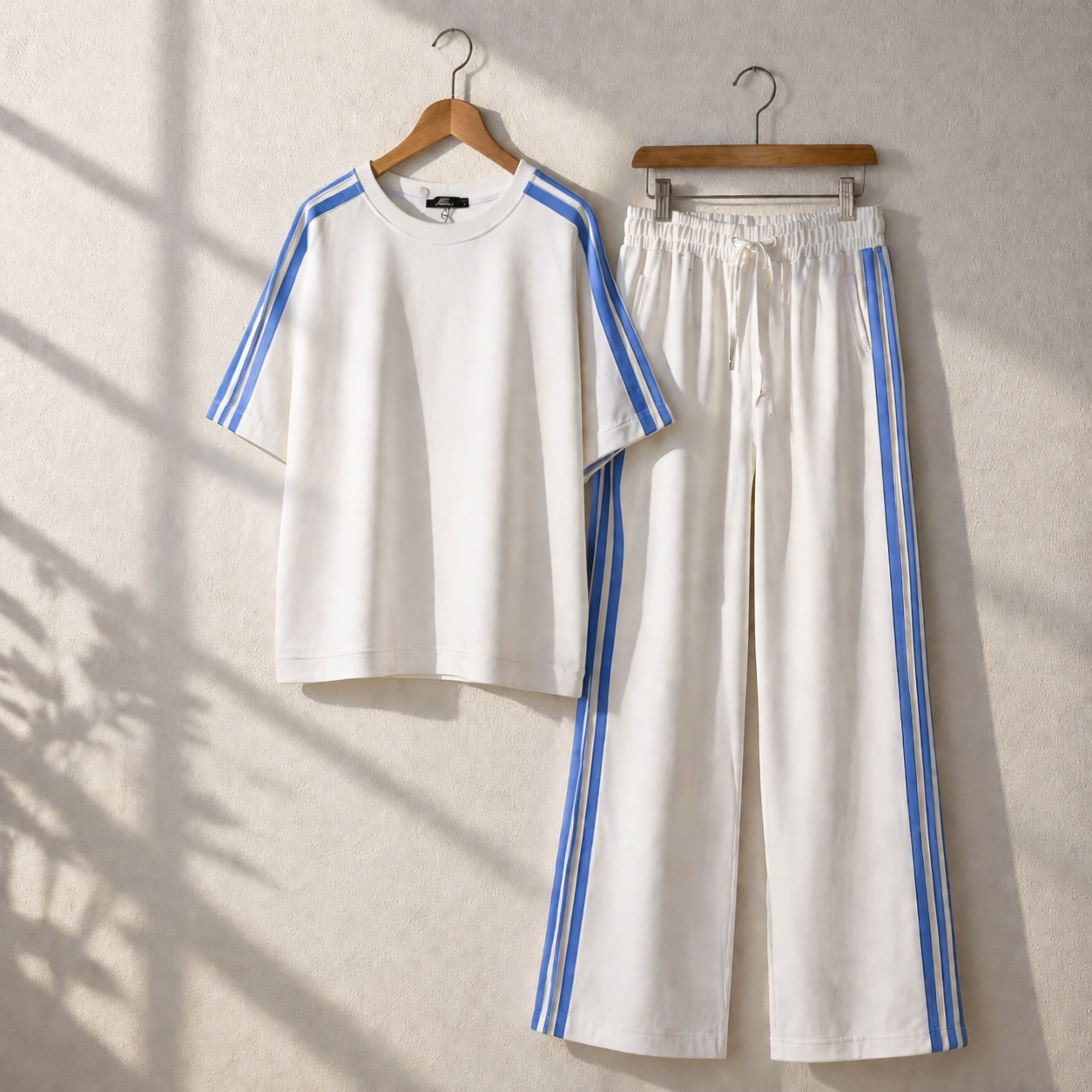 Drop-Shoulder Stripe Style 2-Pcs Summer Dry-Fit Tracksuit For Her. WSTS-04 V3 Main image