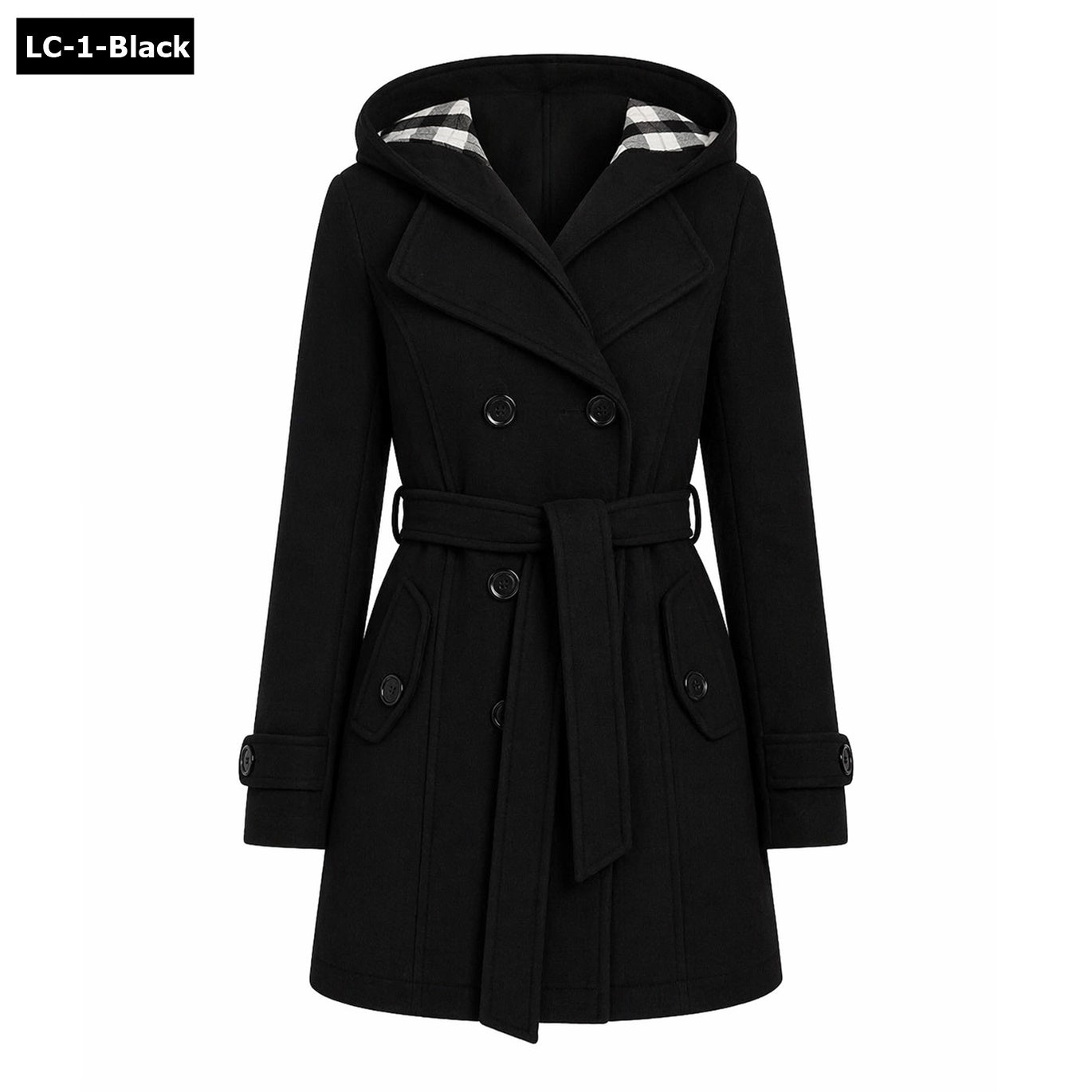 6-Button Hooded Style Casual Winter Fleece Coat For Her. Main image