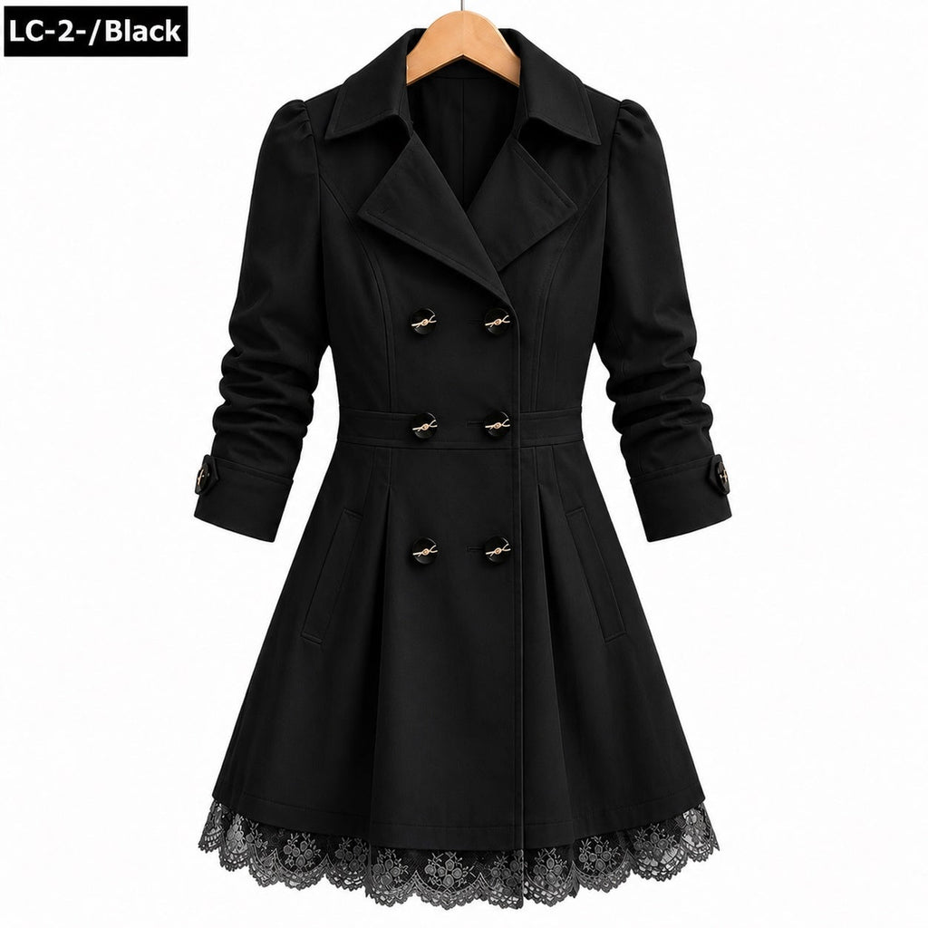 Lace Style Korean Trench Coat For Winter's.