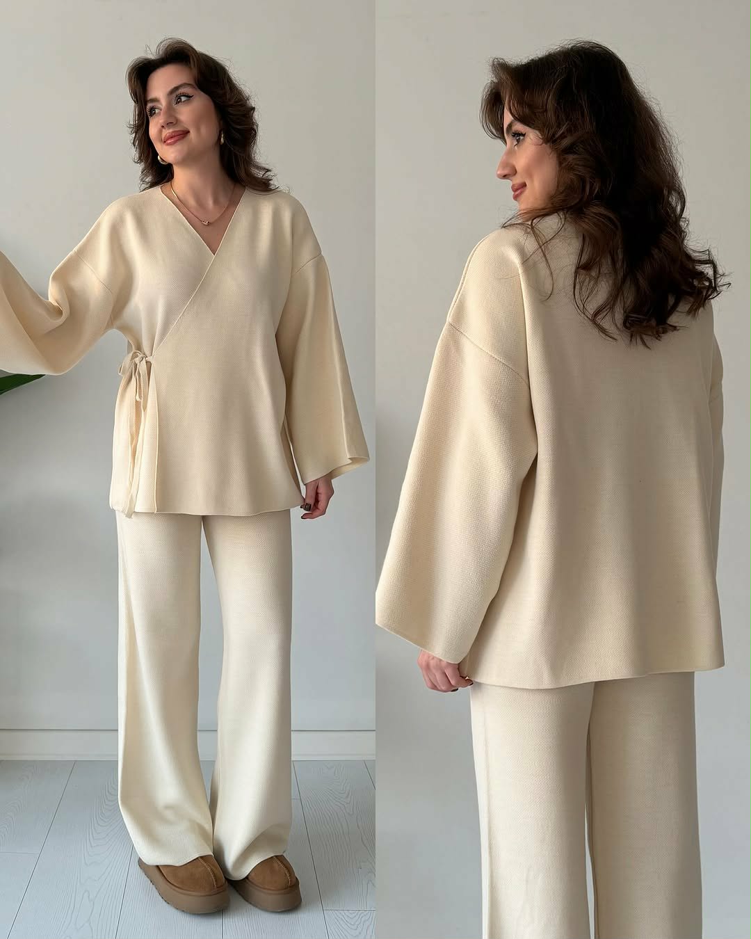 Overlap Gown Style 3-Pcs Winter Co-Ord Set. WWTS-24 V2 Secondary image