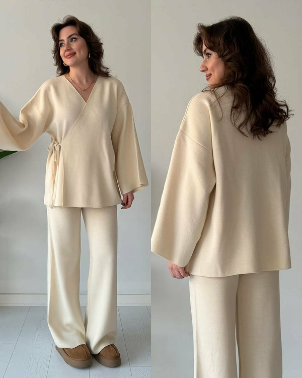 Overlap Gown Style 3-Pcs Winter Co-Ord Set. WWTS-24 V2