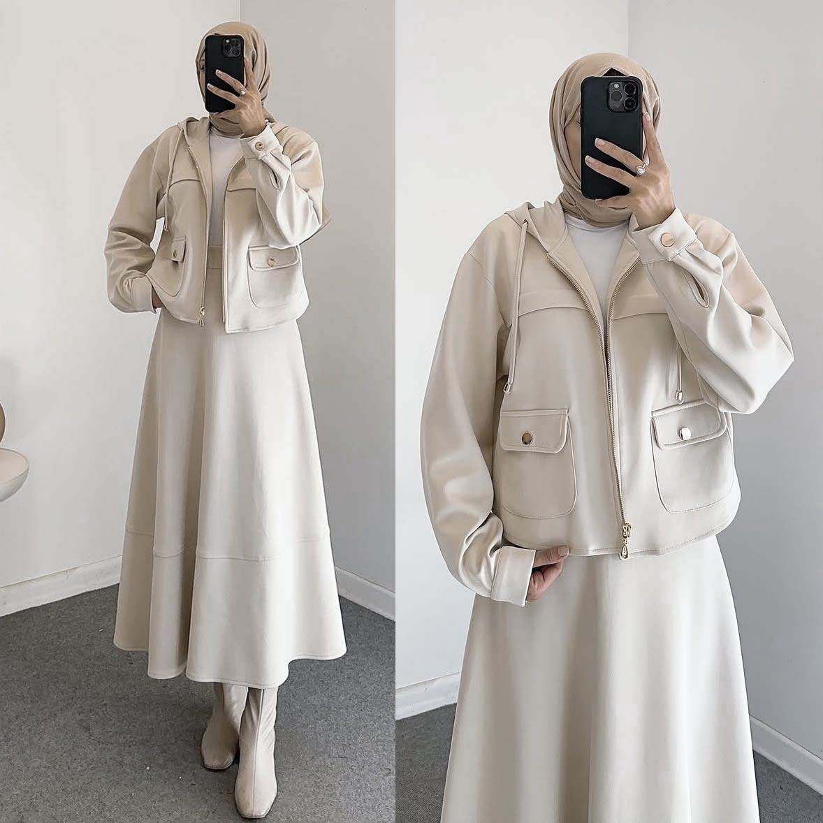 Zipper Hoodie & Skirt Style 2-Pcs Winter Co-Ord Set. WWTS-49 Secondary image