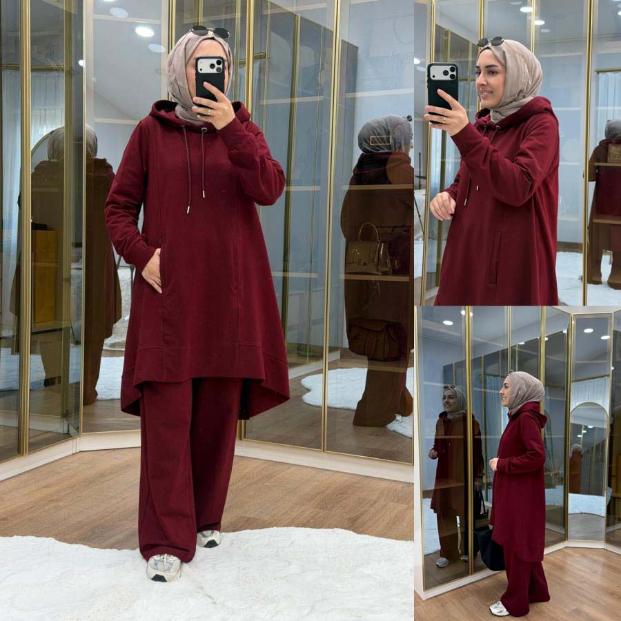 High-Low Pull-Over Pocket Hooded Style 2-Pcs Winter Suit. WWTS-53 Secondary image