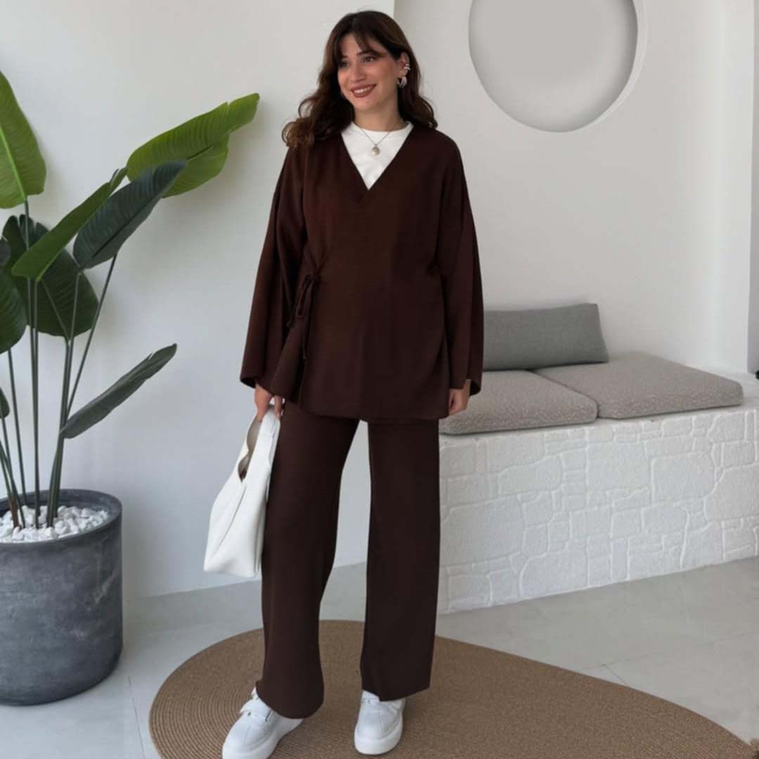 Overlap Gown Style 3-Pcs Winter Co-Ord Set. WWTS-24 Secondary image