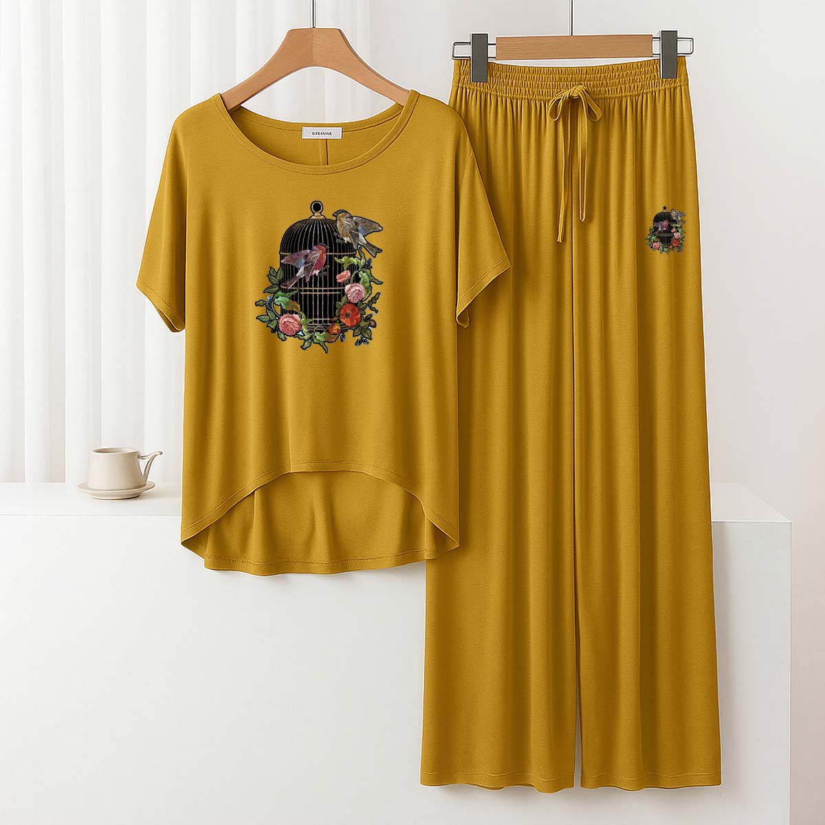 RH-Style Big-Printed 2-Pcs Lounge And Night Wear Suit. WLW-01 Secondary image