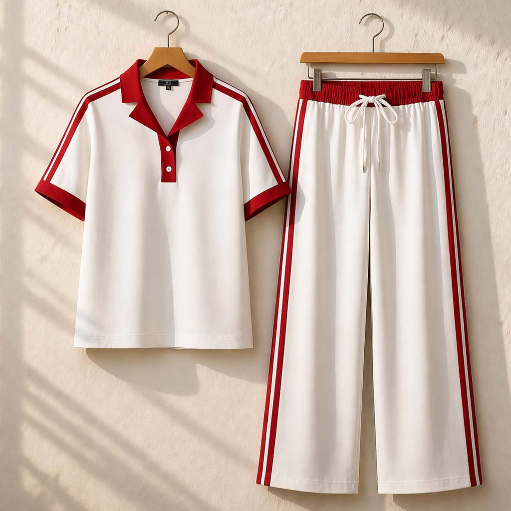Contrast Collar Style Western 2-Pcs Summer Dry-Fit Tracksuit For Her. WSTS-01 V2