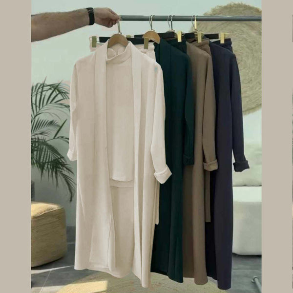 Long Gown Style 3-Pcs Winter Co-Ord Suit. WWTS-13