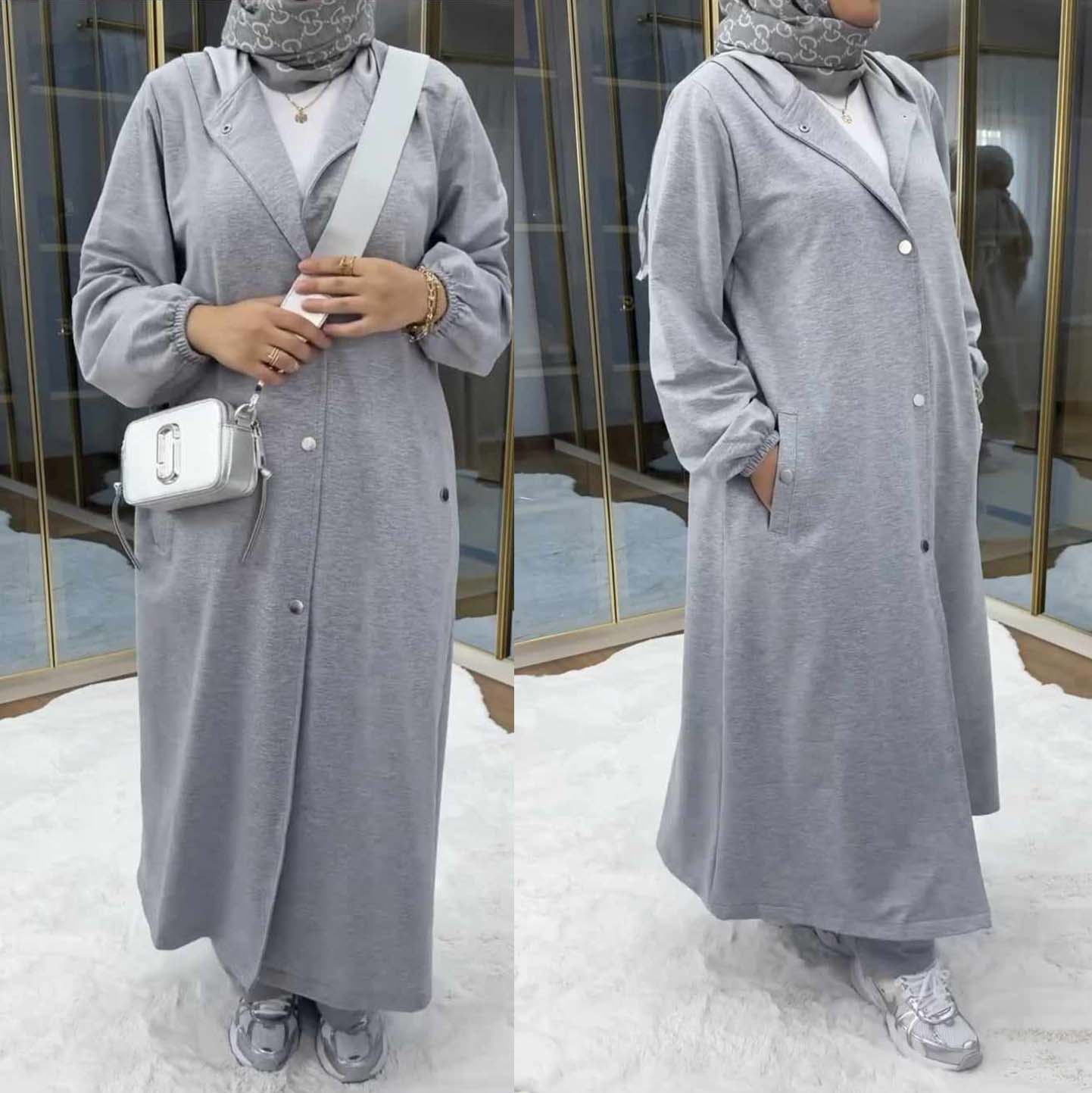 Long Button Hoodie Style 2-Pcs Winter Co-Ord Set. WWTS-18 Main image